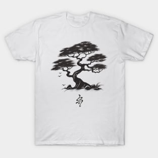 Outwashed Bonsai: An Asian Art Tribute T-Shirt